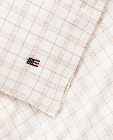 White/Beige Checked Lyocell/Cotton bed set - 50x60 cm, 220x220 cm - Lexington