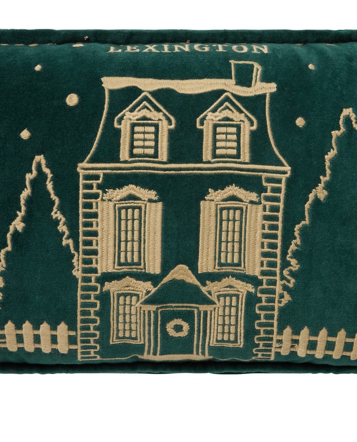 Winter House organic velvet cotton cushion 30x50 cm, Green-Light Beige Lexington
