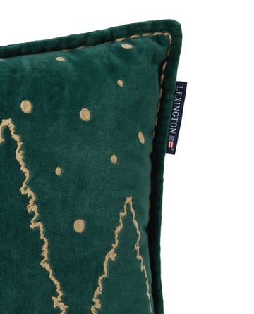 Winter House organic velvet cotton cushion 30x50 cm - Green-Light Beige - Lexington