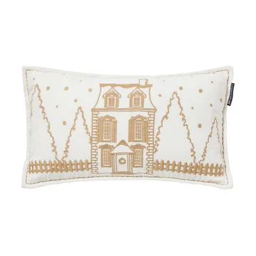 Winter House organic velvet cotton cushion 30x50 cm - White-Light beige - Lexington