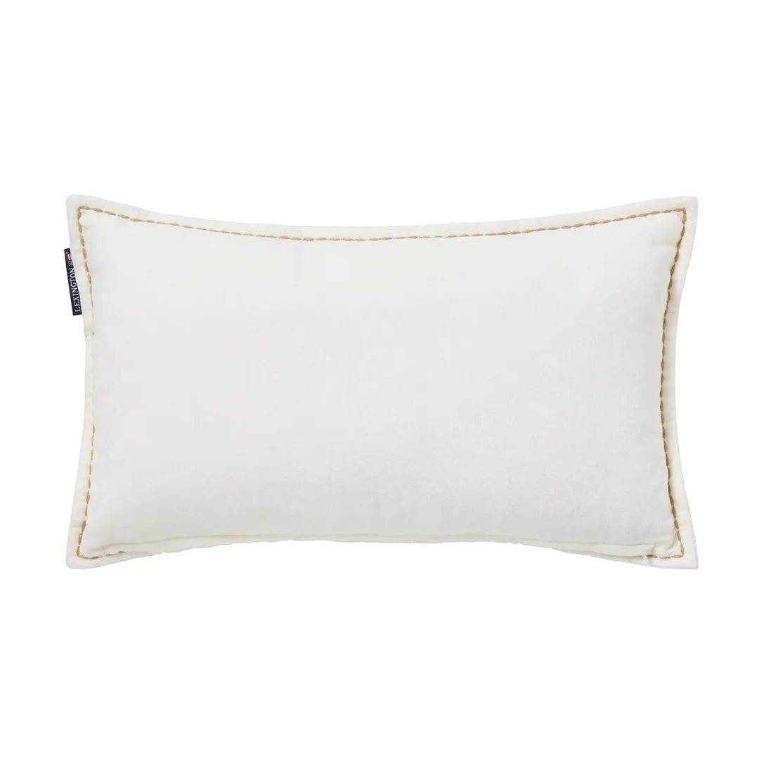 Winter House organic velvet cotton cushion 30x50 cm, White-Light beige Lexington