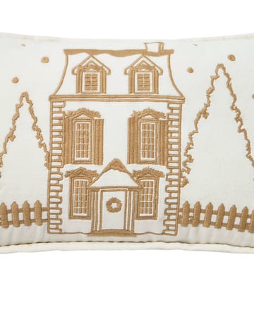 Winter House organic velvet cotton cushion 30x50 cm - White-Light beige - Lexington