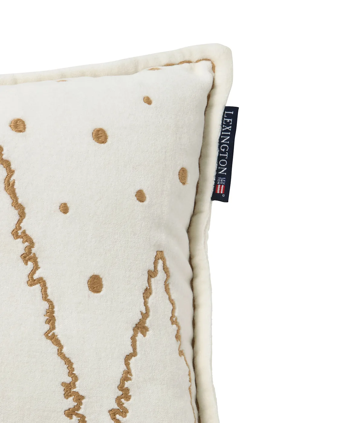 Winter House organic velvet cotton cushion 30x50 cm, White-Light beige Lexington