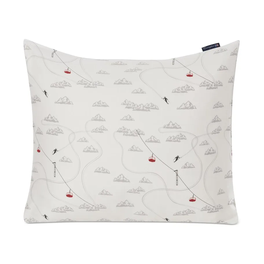 Winter Printed Cotton Sateen pillowcase 50x60 cm, White-grey-red Lexington