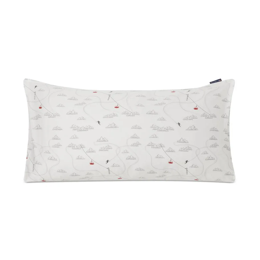 Winter Printed Cotton Sateen pillowcase 50x90 cm, White-grey-red Lexington