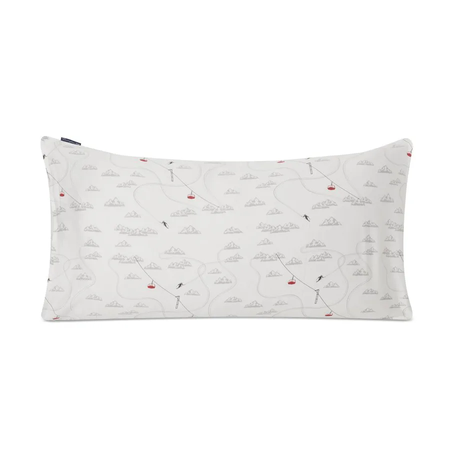 Winter Printed Cotton Sateen pillowcase 50x90 cm, White-grey-red Lexington