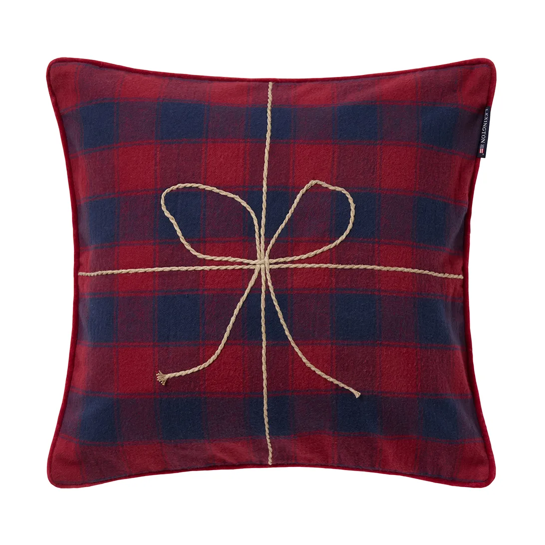 Wrapped checked eco flannel cushion cover 50x50 cm, Dark blue-red Lexington