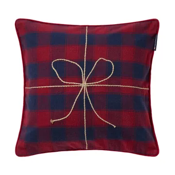 Wrapped checked eco flannel cushion cover 50x50 cm - Dark blue-red - Lexington