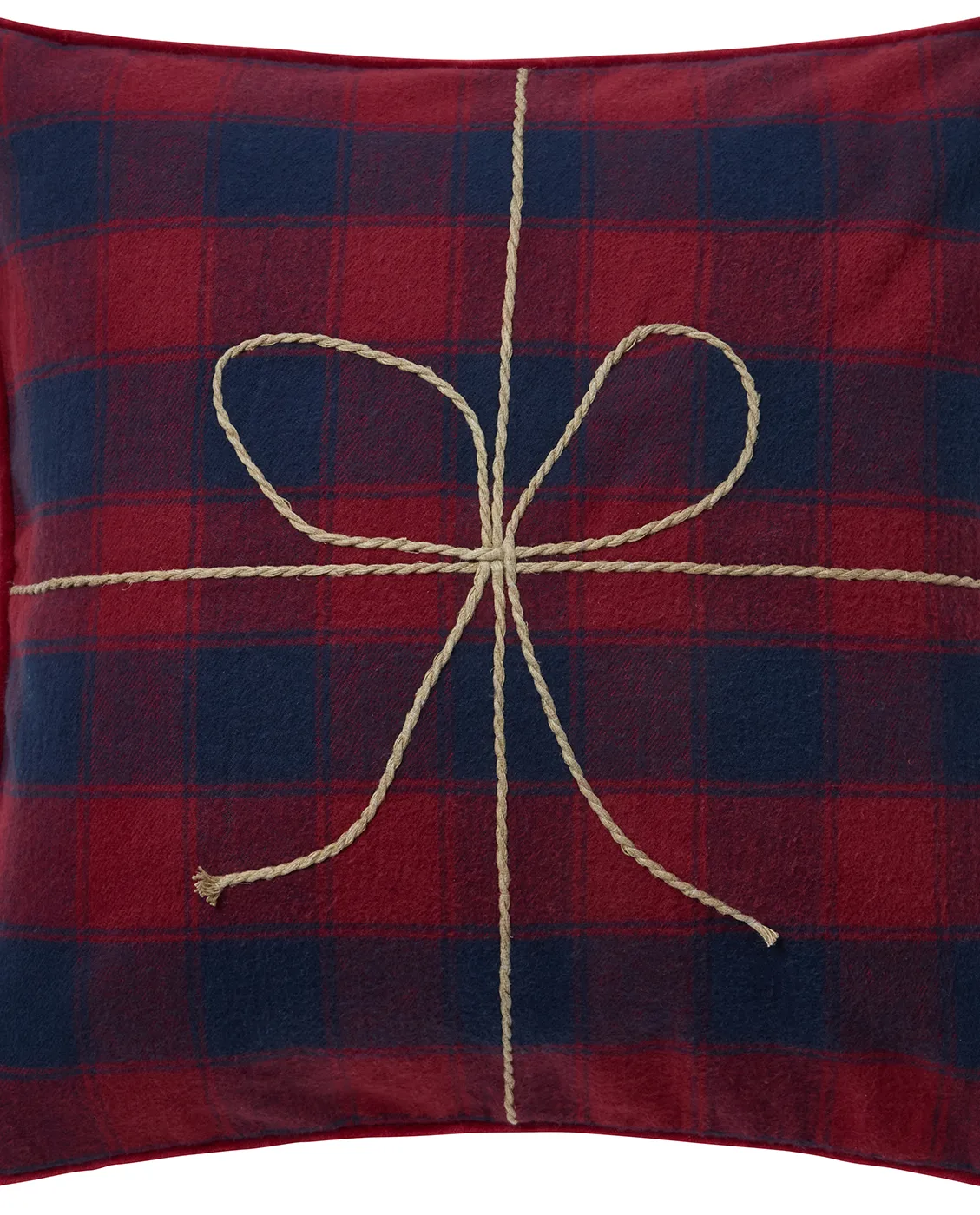 Wrapped checked eco flannel cushion cover 50x50 cm, Dark blue-red Lexington