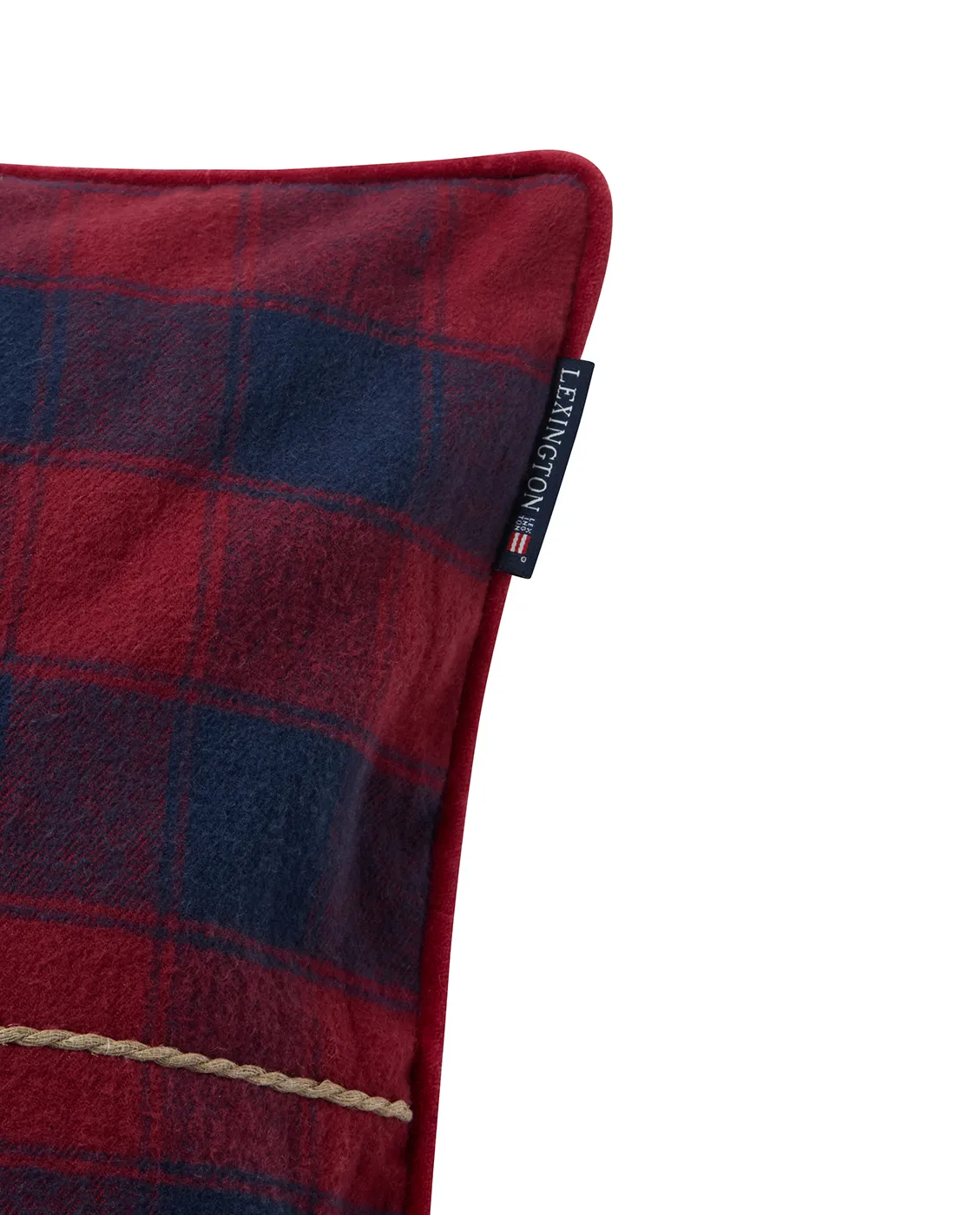 Wrapped checked eco flannel cushion cover 50x50 cm, Dark blue-red Lexington