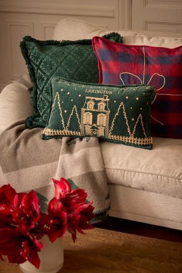 Wrapped checked eco flannel cushion cover 50x50 cm - Dark blue-red - Lexington