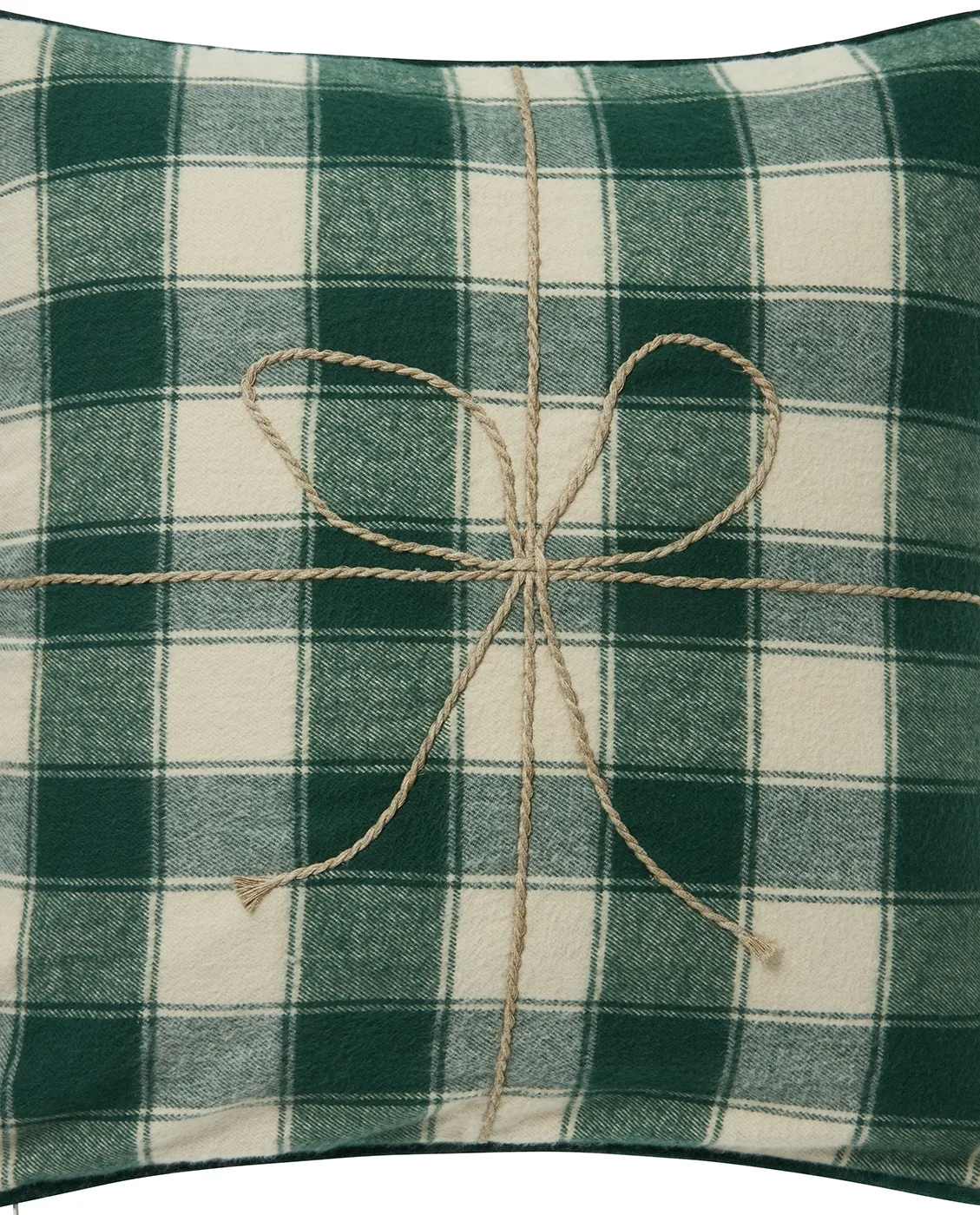 Wrapped checked eco flannel cushion cover 50x50 cm, Light beige-green Lexington