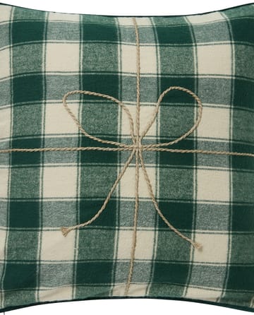 Wrapped checked eco flannel cushion cover 50x50 cm - Light beige-green - Lexington
