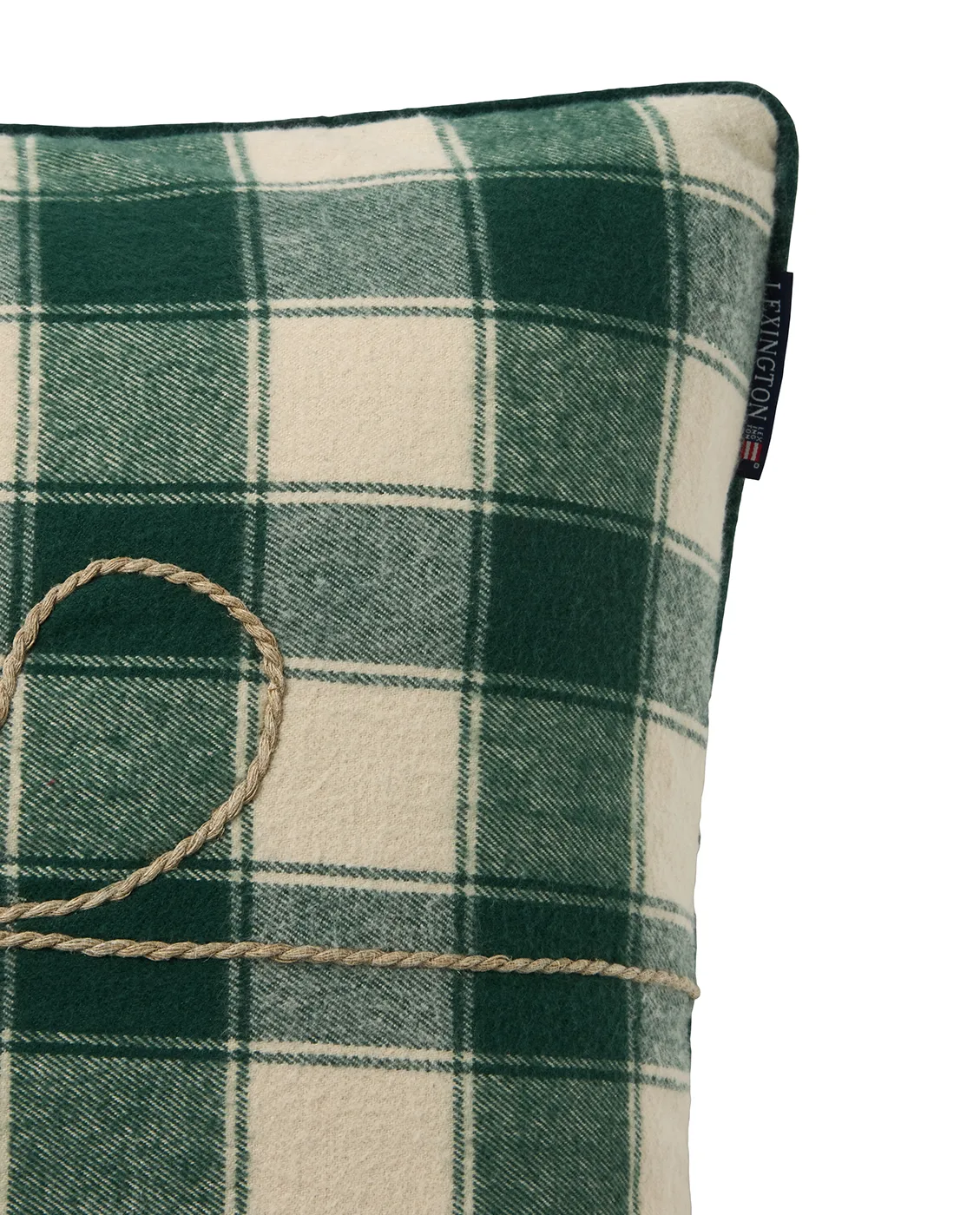 Wrapped checked eco flannel cushion cover 50x50 cm, Light beige-green Lexington