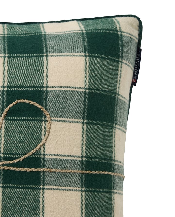 Wrapped checked eco flannel cushion cover 50x50 cm, Light beige-green Lexington