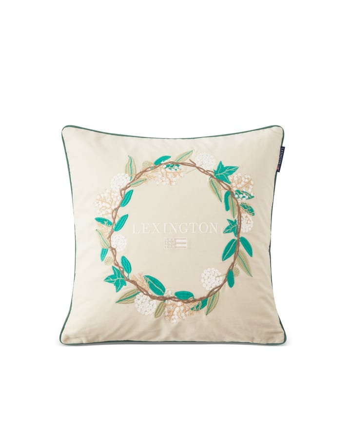 Wreath Logo pillowcase 50x50 cm - Beige-green - Lexington