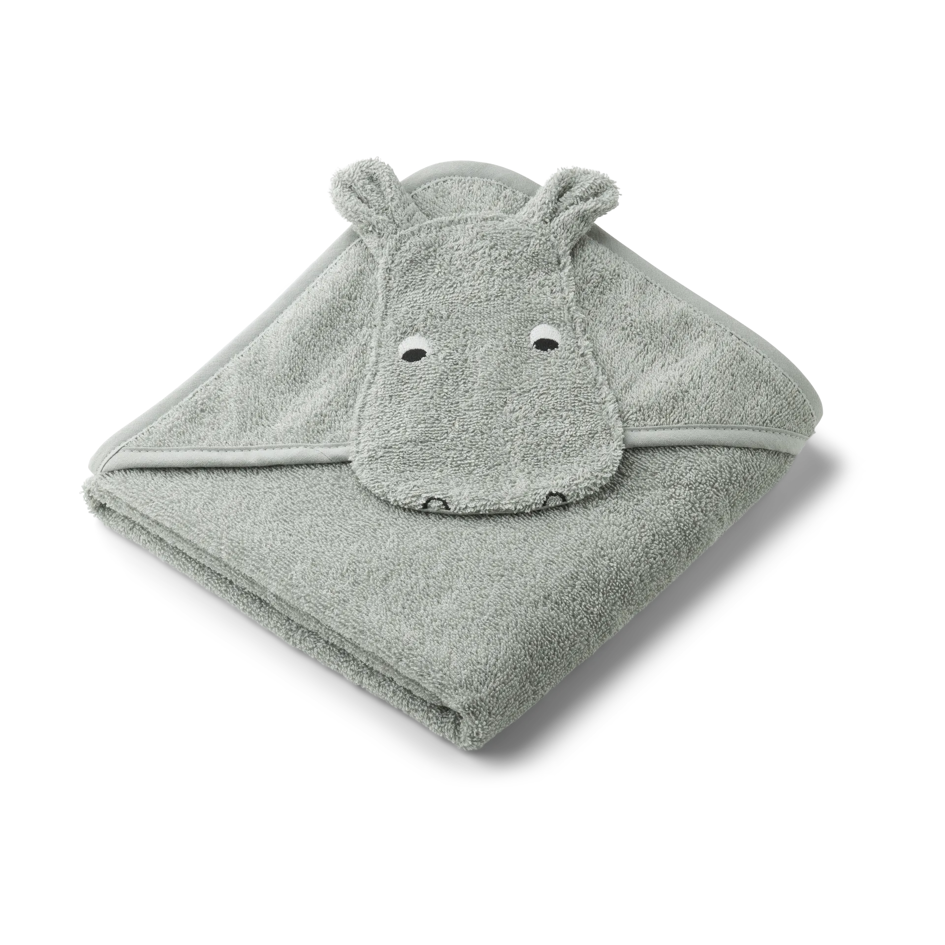 Albert bath cape towel with hood 70x70 cm, Hippo dove blue Liewood