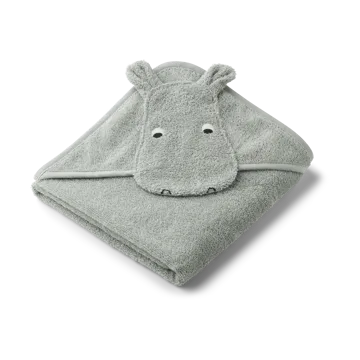 Albert bath cape towel with hood 70x70 cm - Hippo dove blue - Liewood