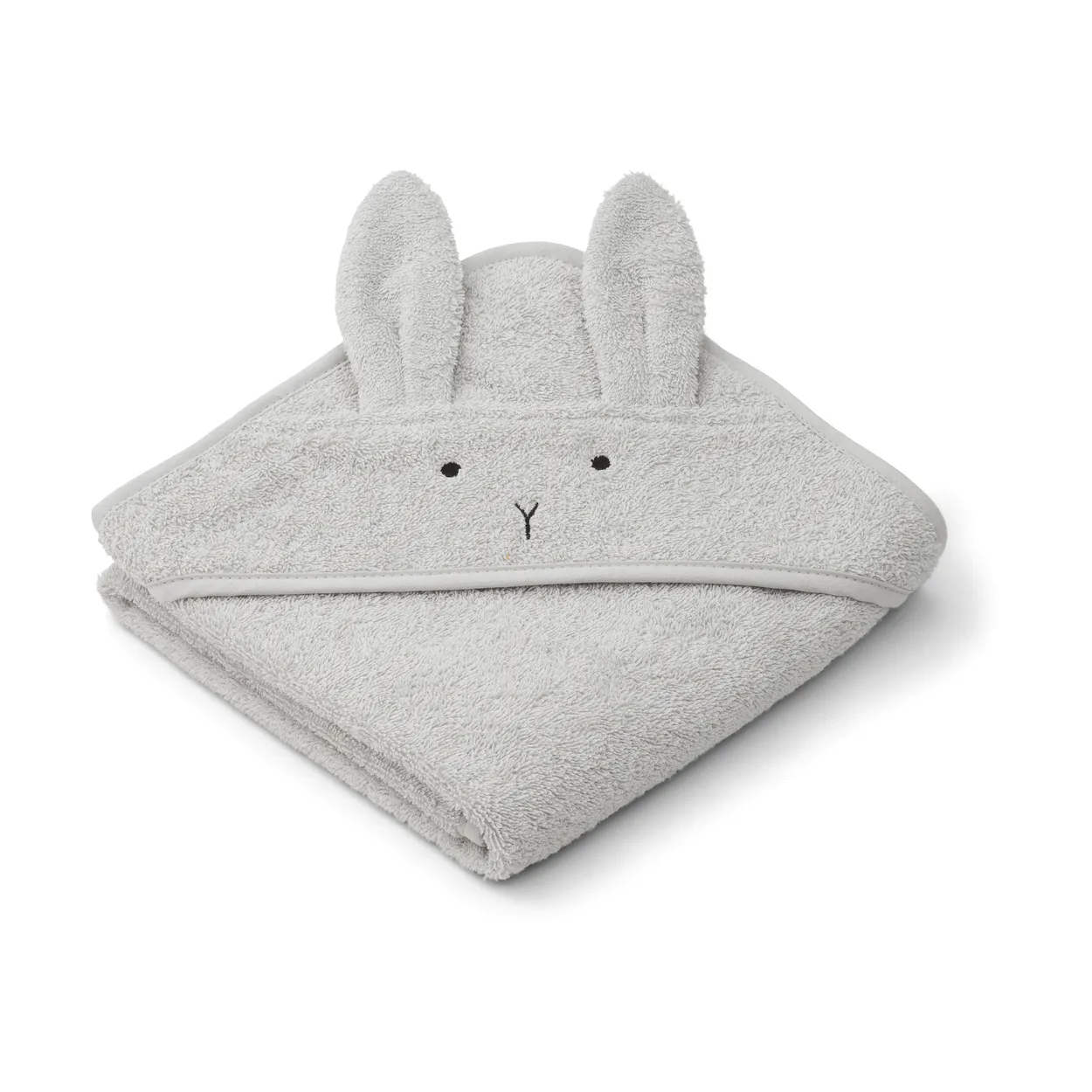 Liewood Albert bath cape towel with hood 70x70 cm Rabbit dumbo grey