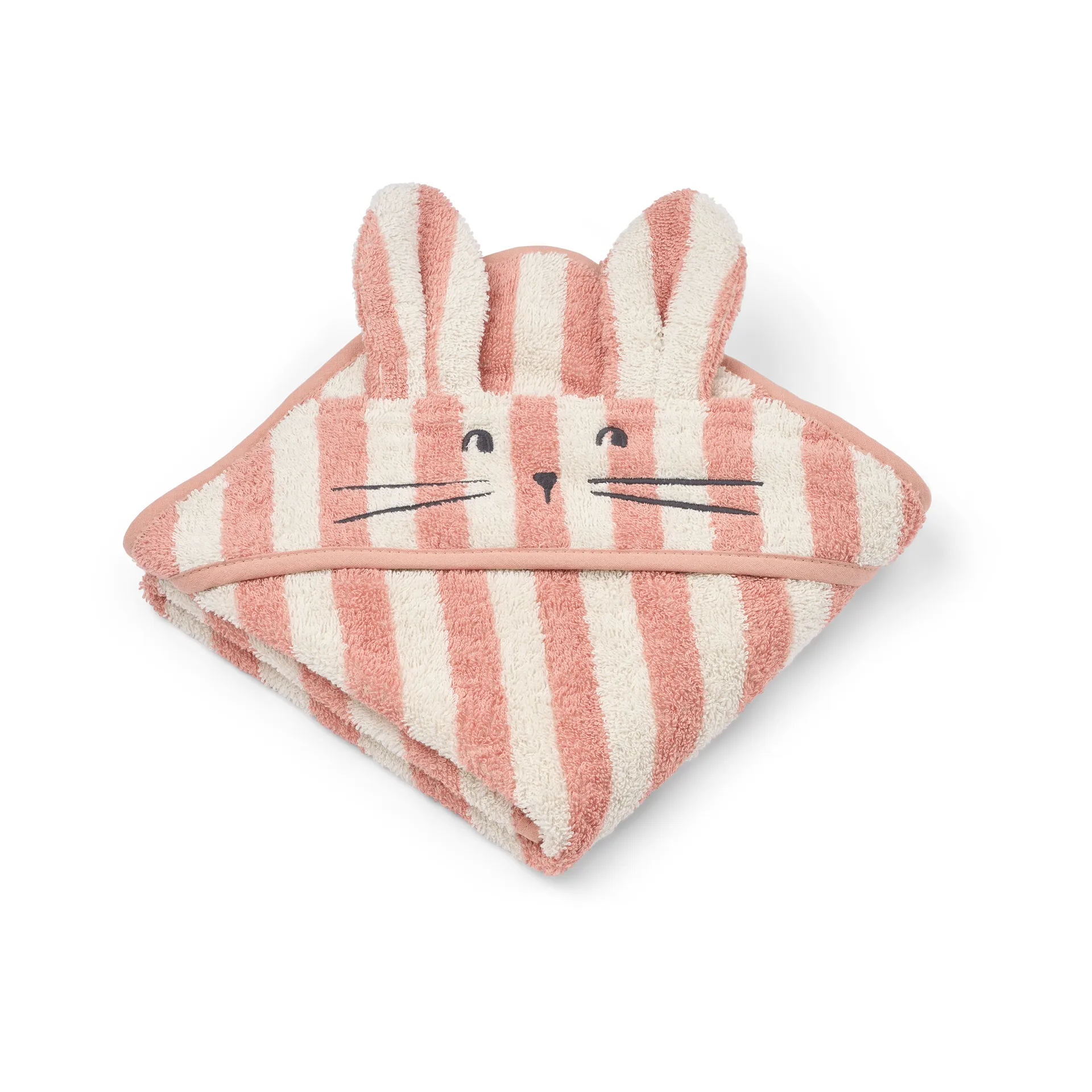 Albert hooded towel 70x70 cm, Coral blush-creme de la creme stripe Liewood