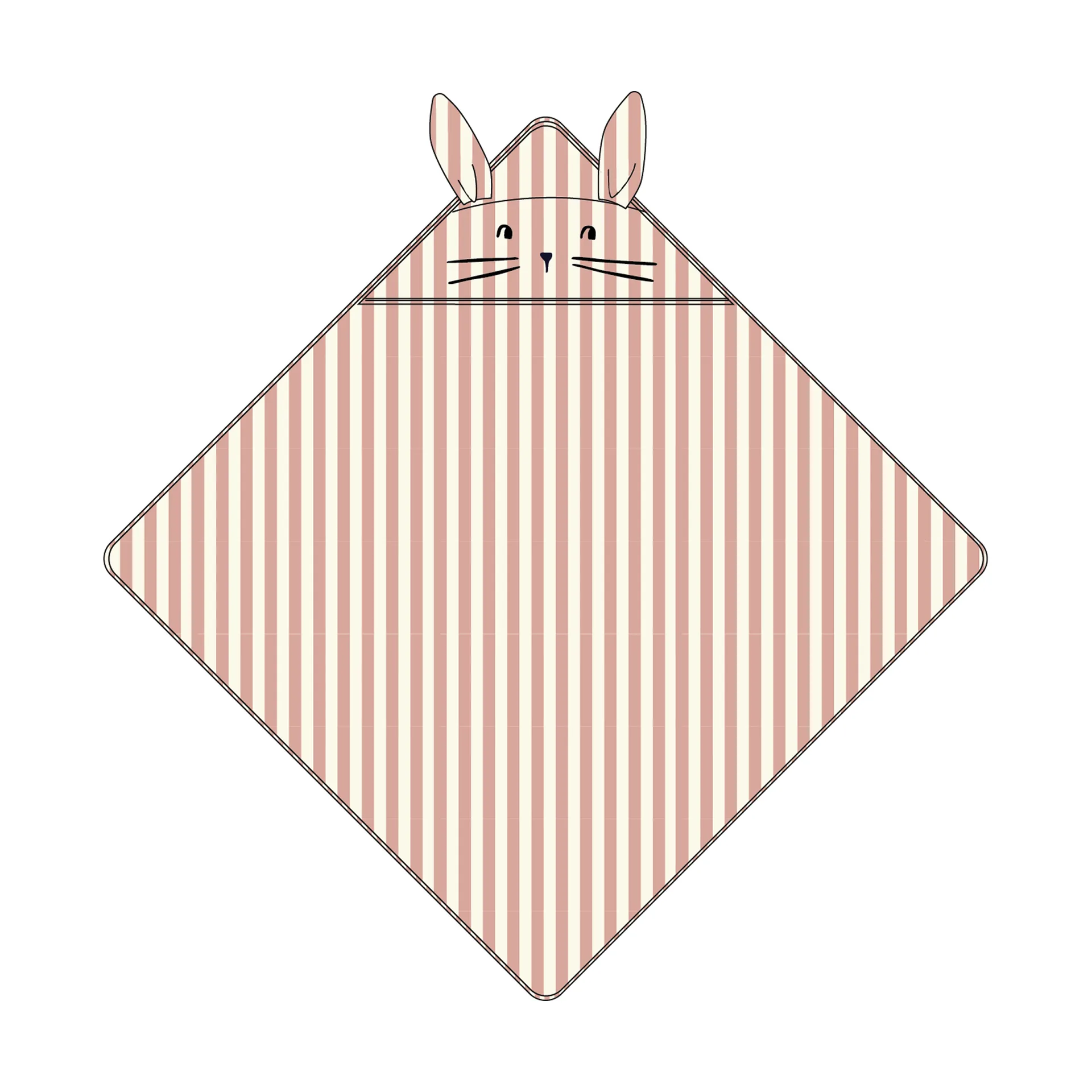 Albert hooded towel 70x70 cm, Coral blush-creme de la creme stripe Liewood