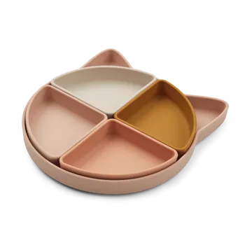 Arne children's plate + 4 bowls - Cat rose multi mix - Liewood