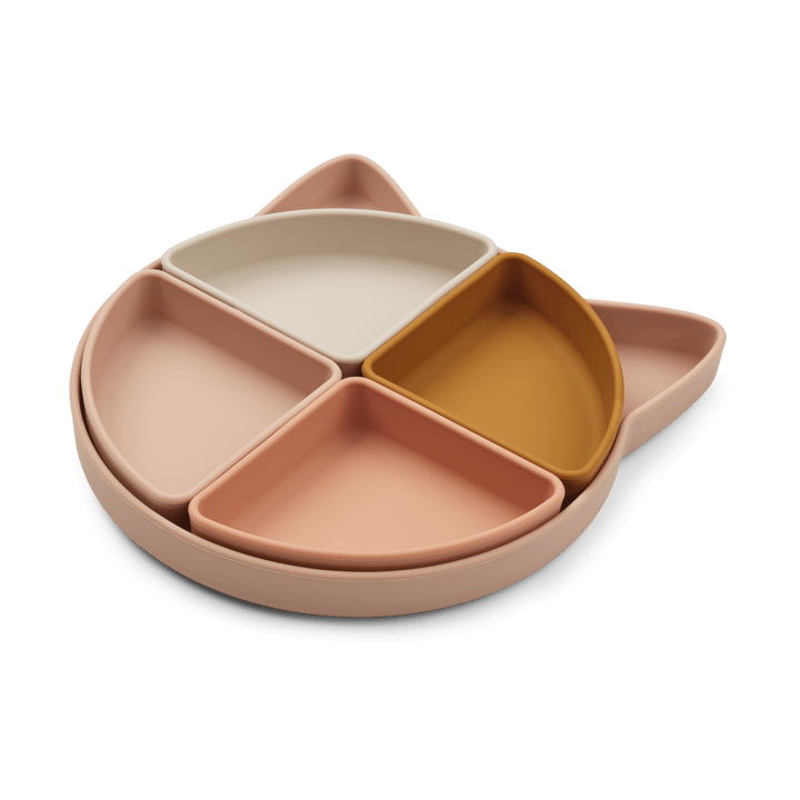 Arne children's plate + 4 bowls - Cat rose multi mix - Liewood