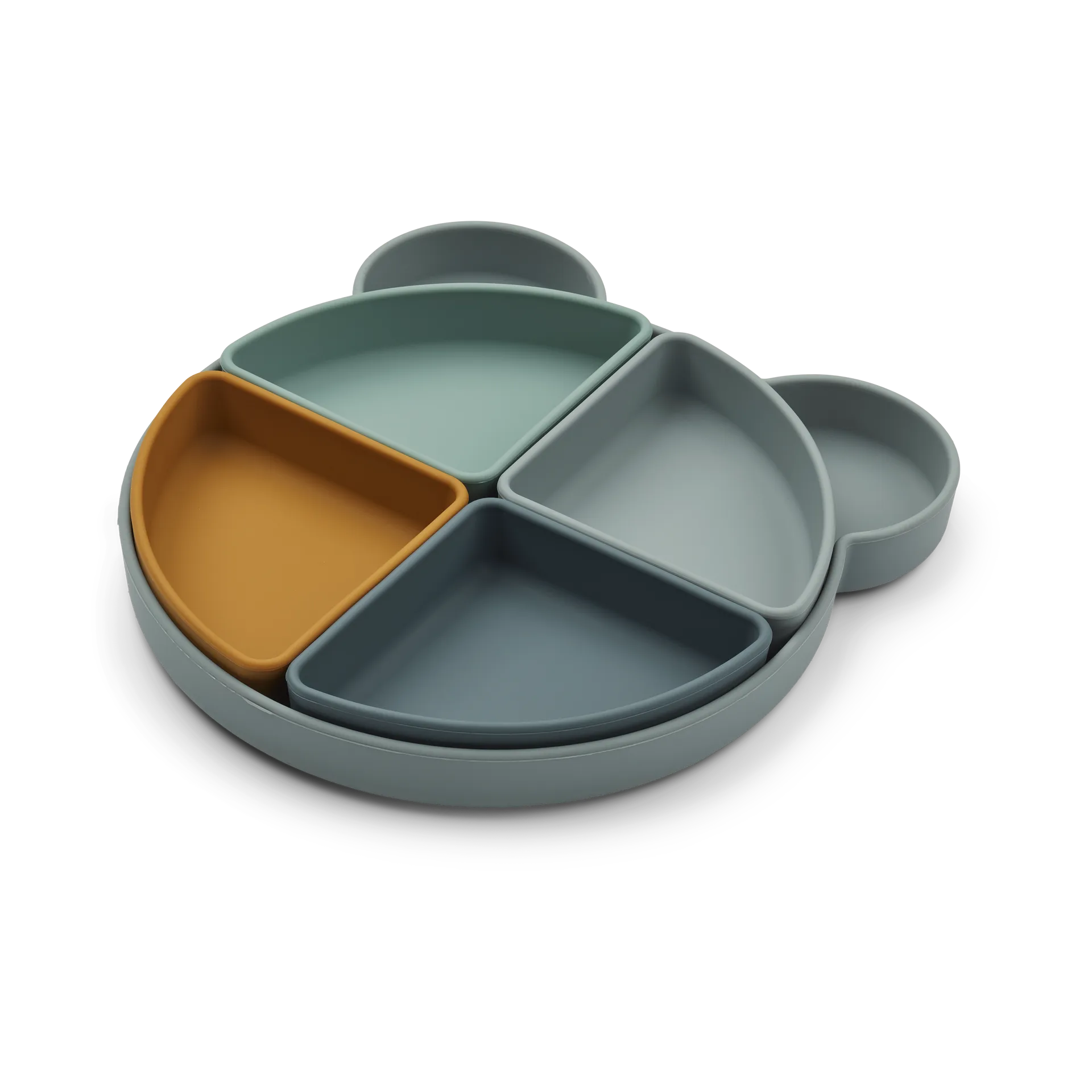 Arne children's plate + 4 bowls, Mr bear blue fog multi mix Liewood