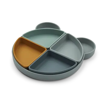 Arne children's plate + 4 bowls - Mr bear blue fog multi mix - Liewood