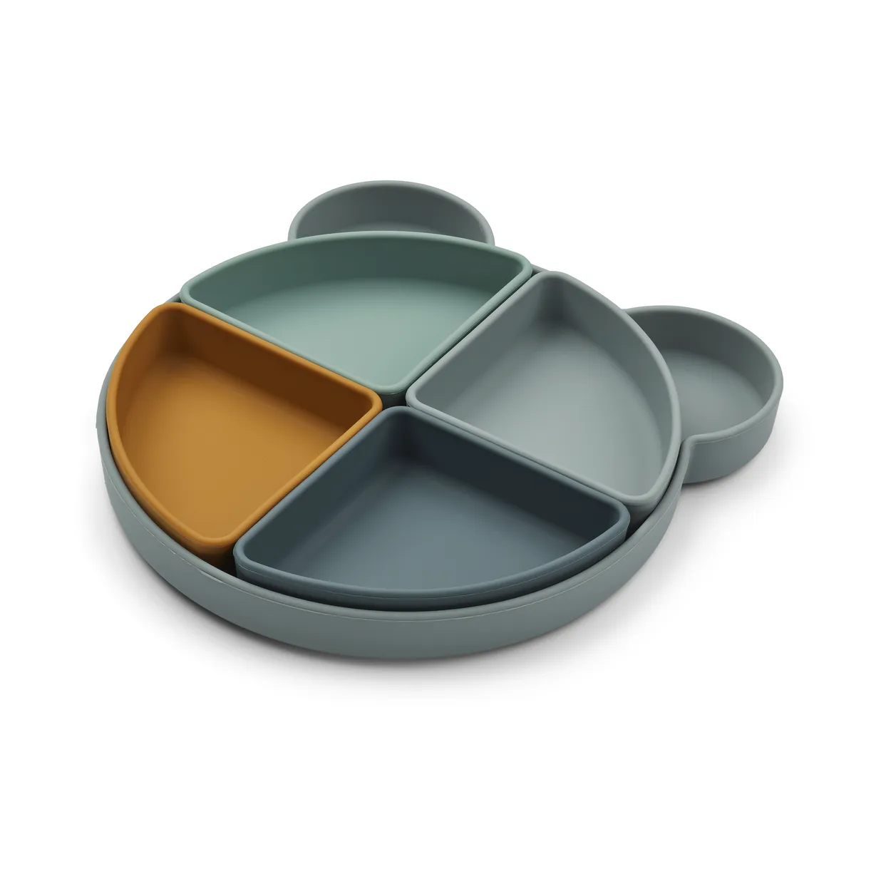 Liewood Arne children's plate + 4 bowls Mr bear blue fog multi mix