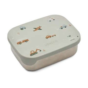 Arthur lunchbox 13.5x17 cm - Vehicles-dove blue mix - Liewood