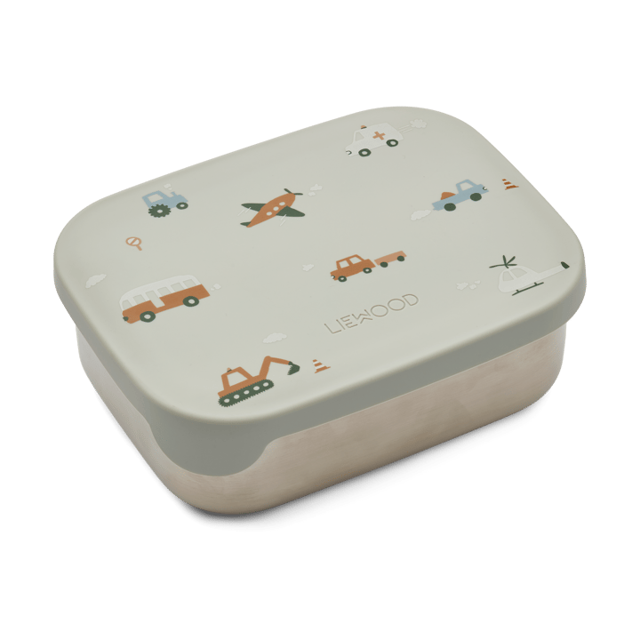 Arthur lunchbox 13.5x17 cm - Vehicles-dove blue mix - Liewood