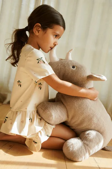 Barnaby Rhino soft toy rhinoceros large - Stone beige - Liewood