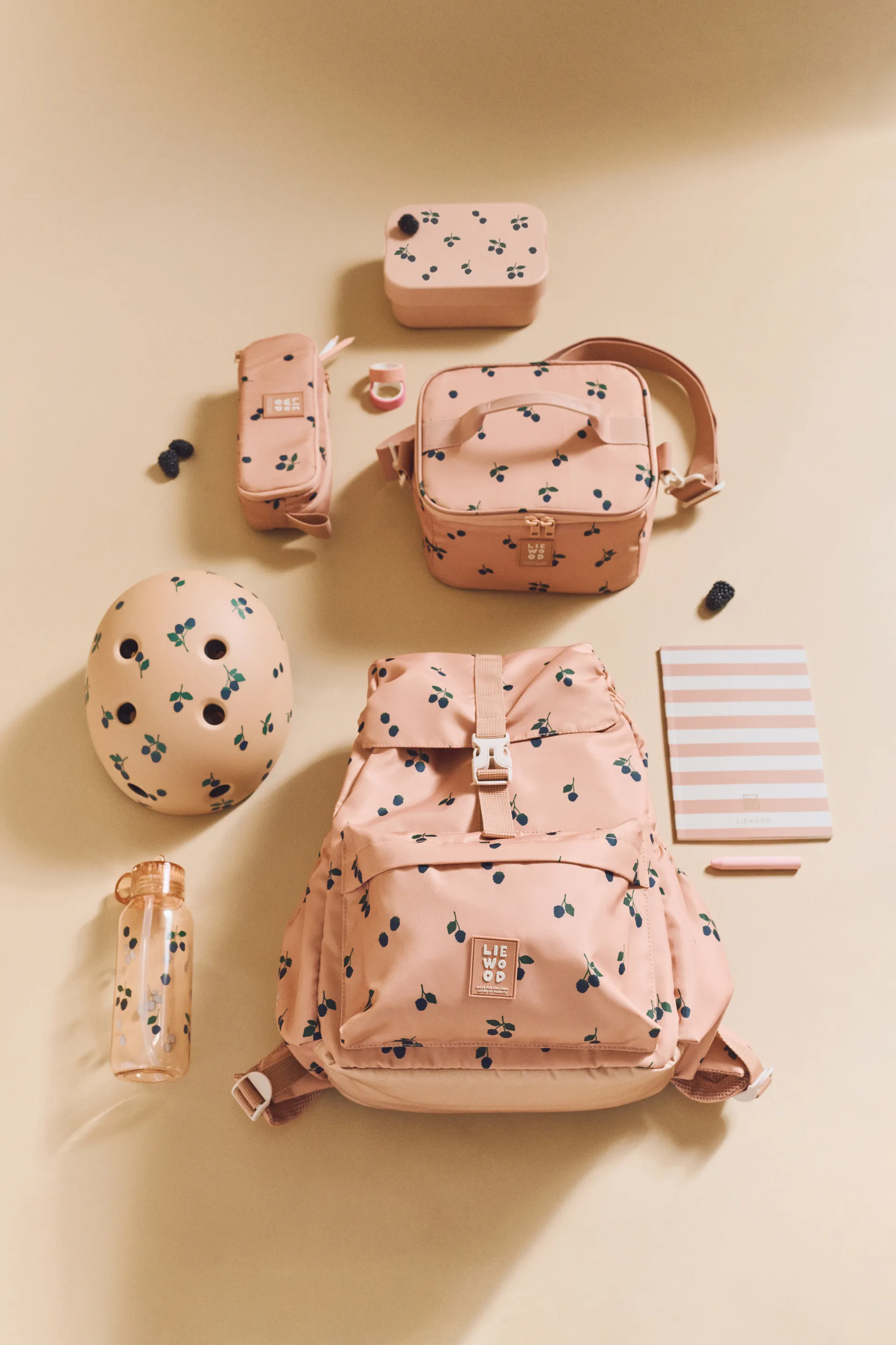 Chelsey printed lunchbox set 2 pieces, Berry-Pale Tuscany Liewood