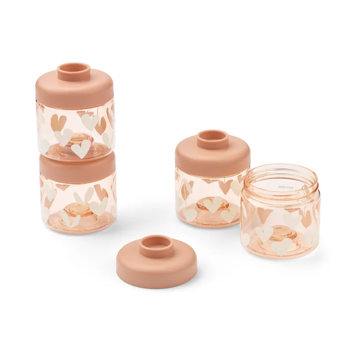 Dominique baby food jars 100 ml 4-pack - Sweethearts-pale tuscany - Liewood