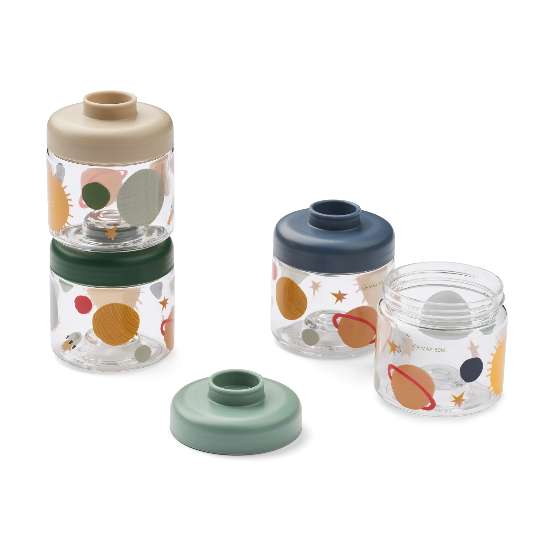 Dominique baby food jars 100 ml 4-pack, Universe-Classic navy Liewood