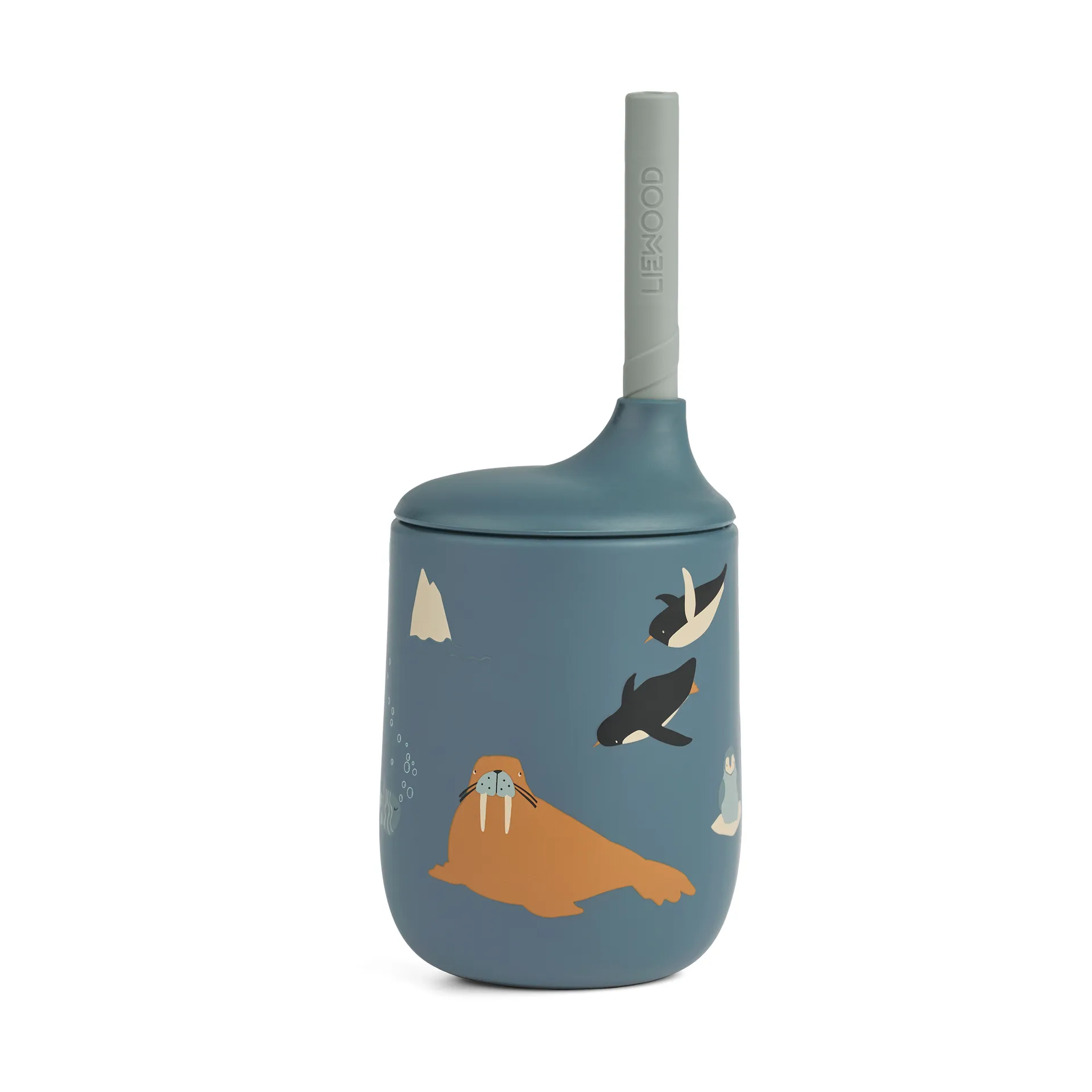 Ellis printed sippy cup with straw 23 cl, Arctic Sea-Ocean view Liewood