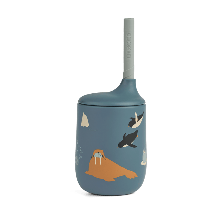 Ellis printed sippy cup with straw 23 cl - Arctic Sea-Ocean view - Liewood