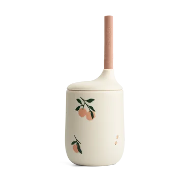 Ellis printed sippy cup with straw 23 cl - Peach-Sea shell mix - Liewood