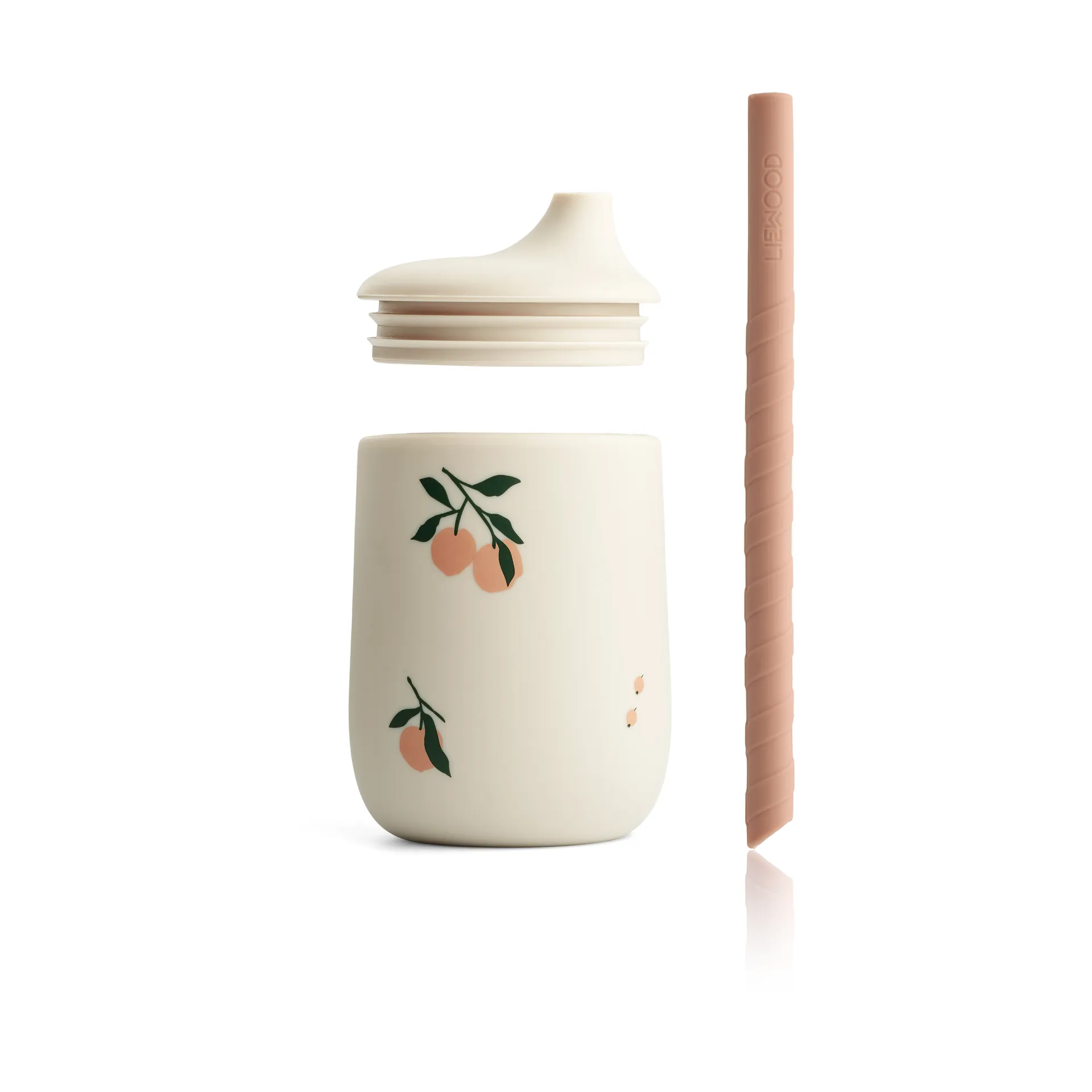 Ellis printed sippy cup with straw 23 cl, Peach-Sea shell mix Liewood