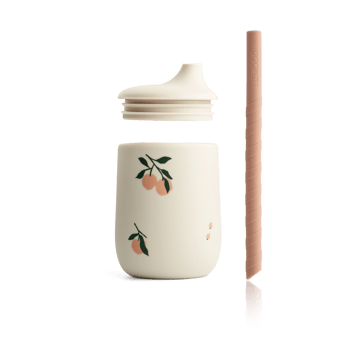 Ellis printed sippy cup with straw 23 cl - Peach-Sea shell mix - Liewood