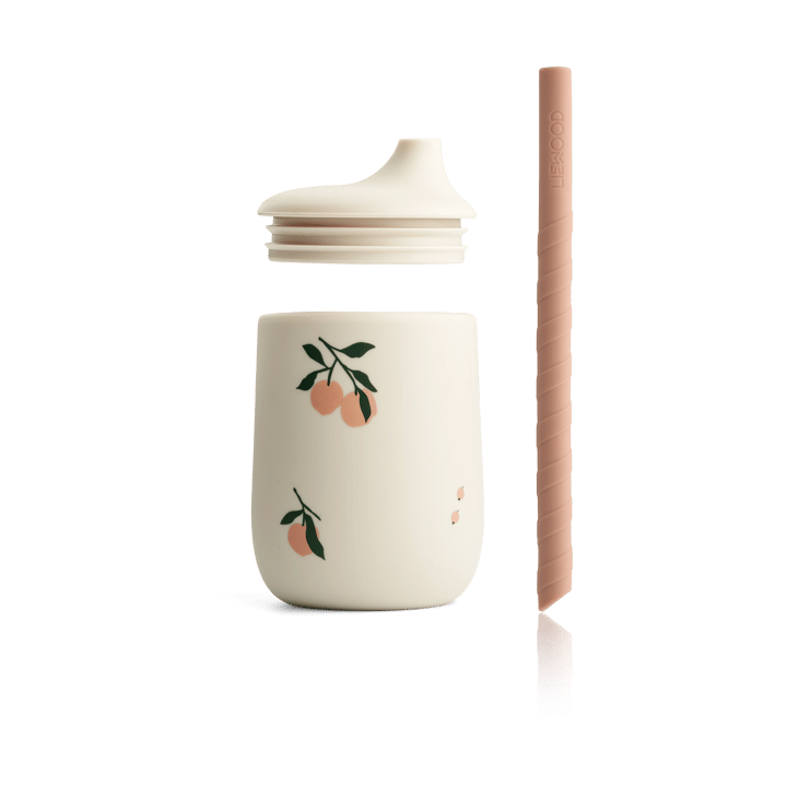 Ellis printed sippy cup with straw 23 cl, Peach-Sea shell mix Liewood