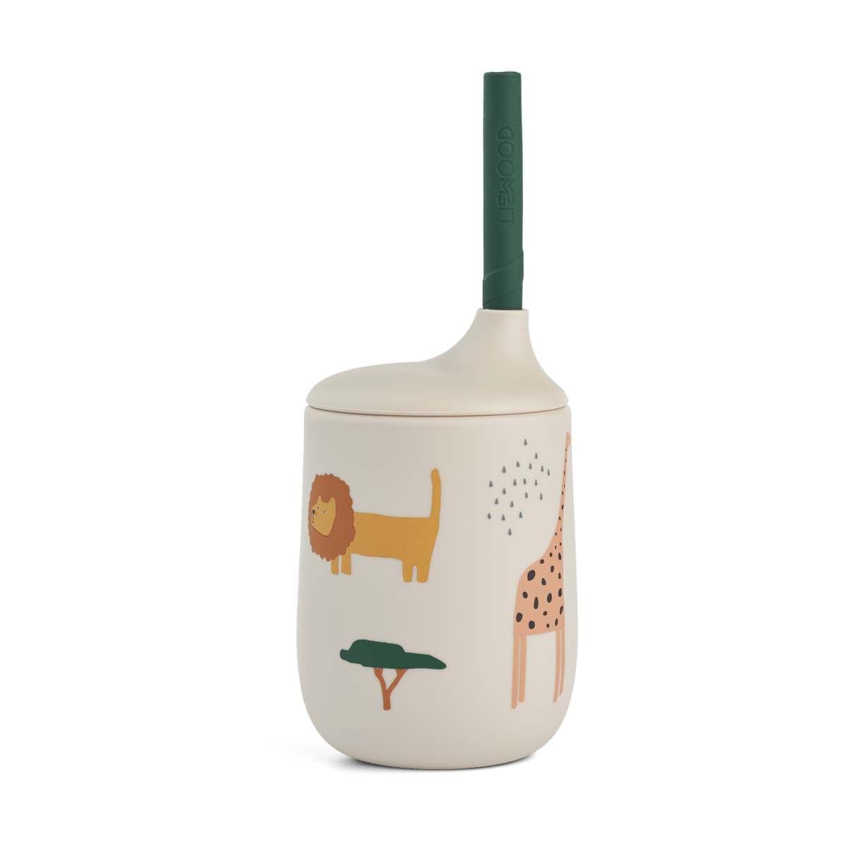 Liewood Ellis printed sippy cup with straw 23 cl Safari sandy mix