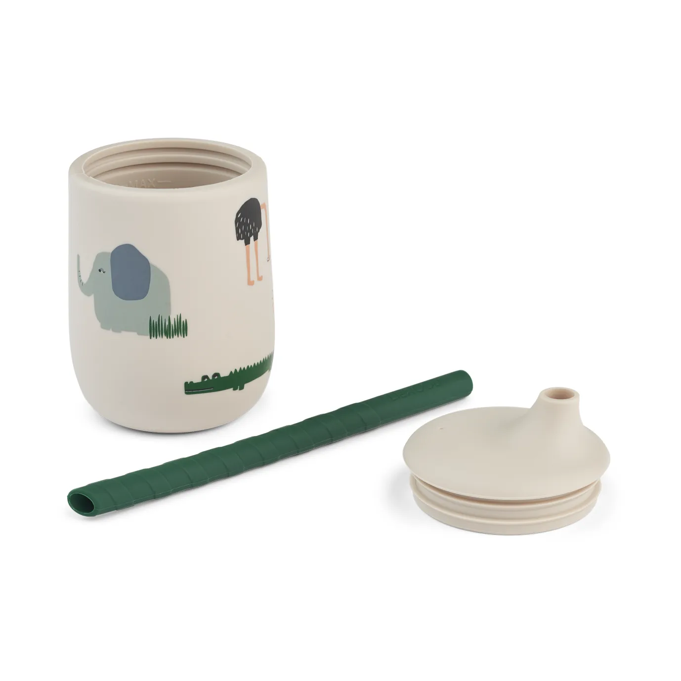 Ellis printed sippy cup with straw 23 cl, Safari sandy mix Liewood