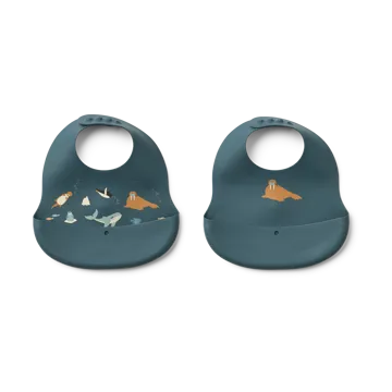 Ember printed bib 2 pieces - Arctic Sea-Ocean view - Liewood