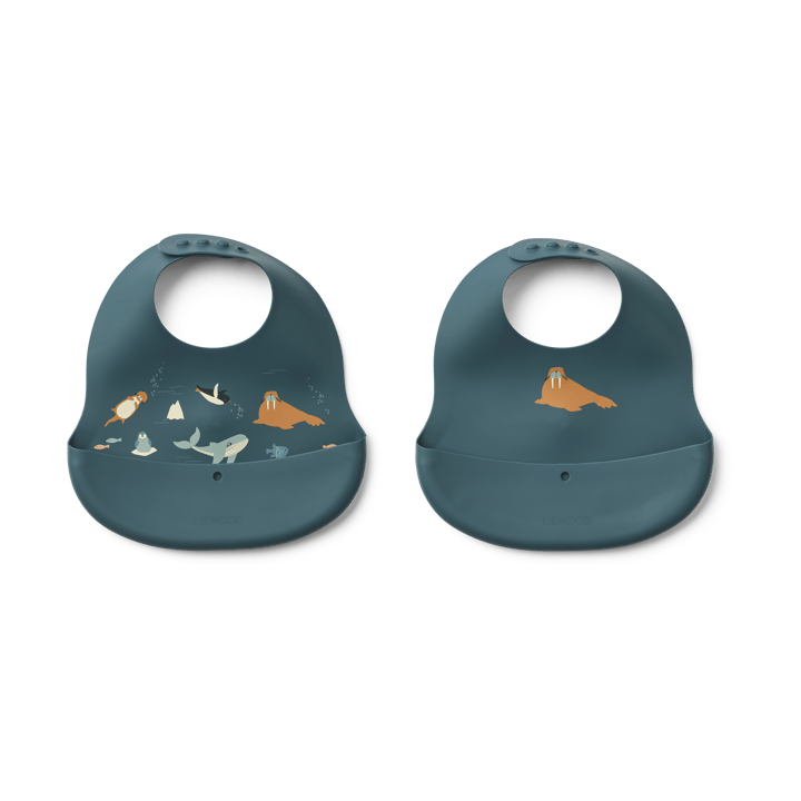 Ember printed bib 2 pieces - Arctic Sea-Ocean view - Liewood