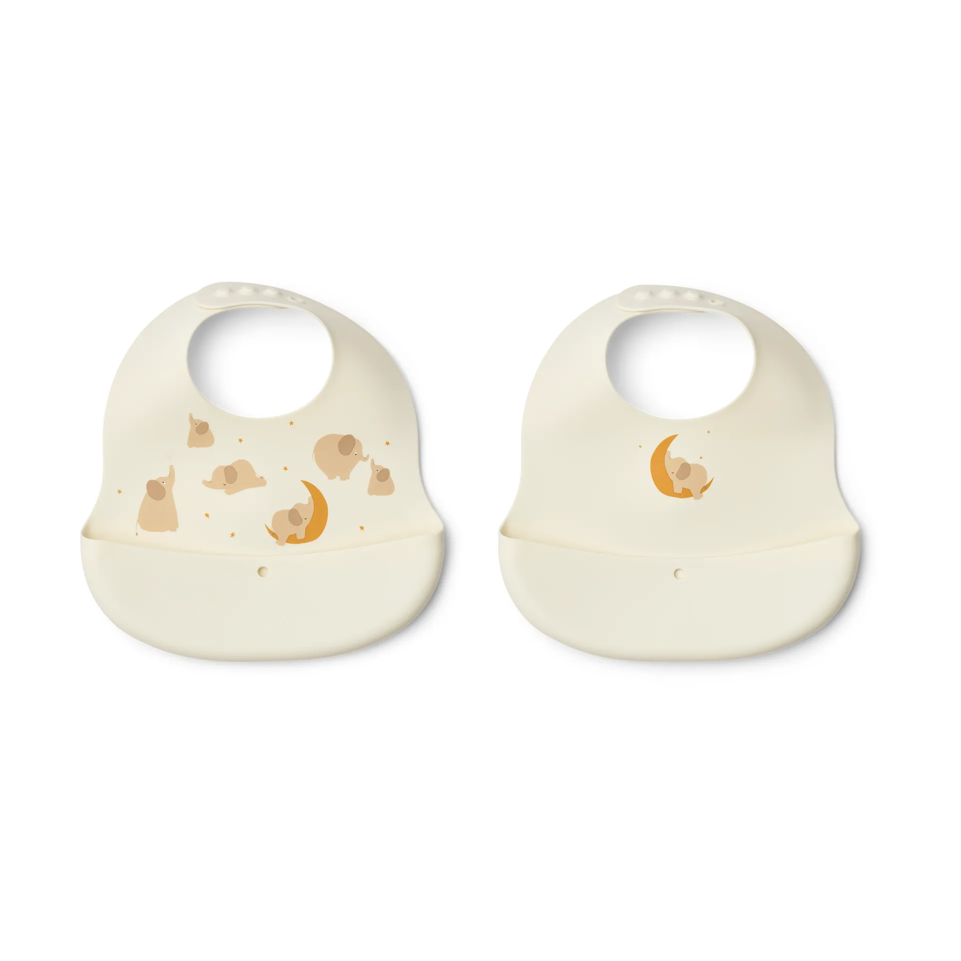 Ember printed bib 2 pieces, Elephant-Creme de la creme Liewood