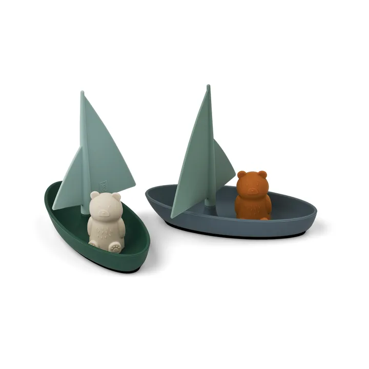 Ensley bath toy boats, 2 pieces - Whale blue multi mix - Liewood