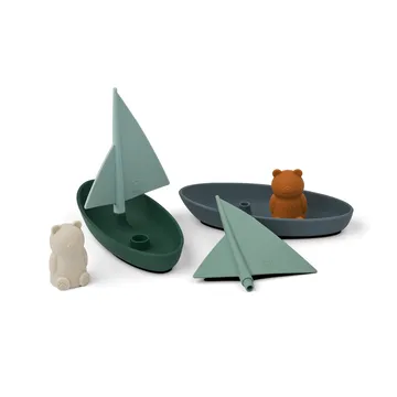 Ensley bath toy boats, 2 pieces - Whale blue multi mix - Liewood