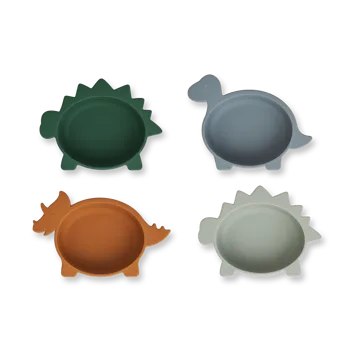 Iggy silicone bowl 4 pieces - Dino blue multi mix - Liewood